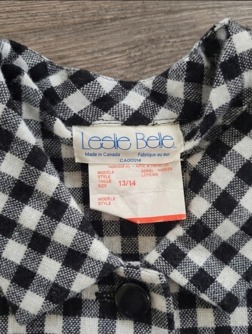 VTG Leslie Belle Canada Gingham Plaid Mock Neck Dress Mod Cottagecore 13/14 - Picture 5 of 9